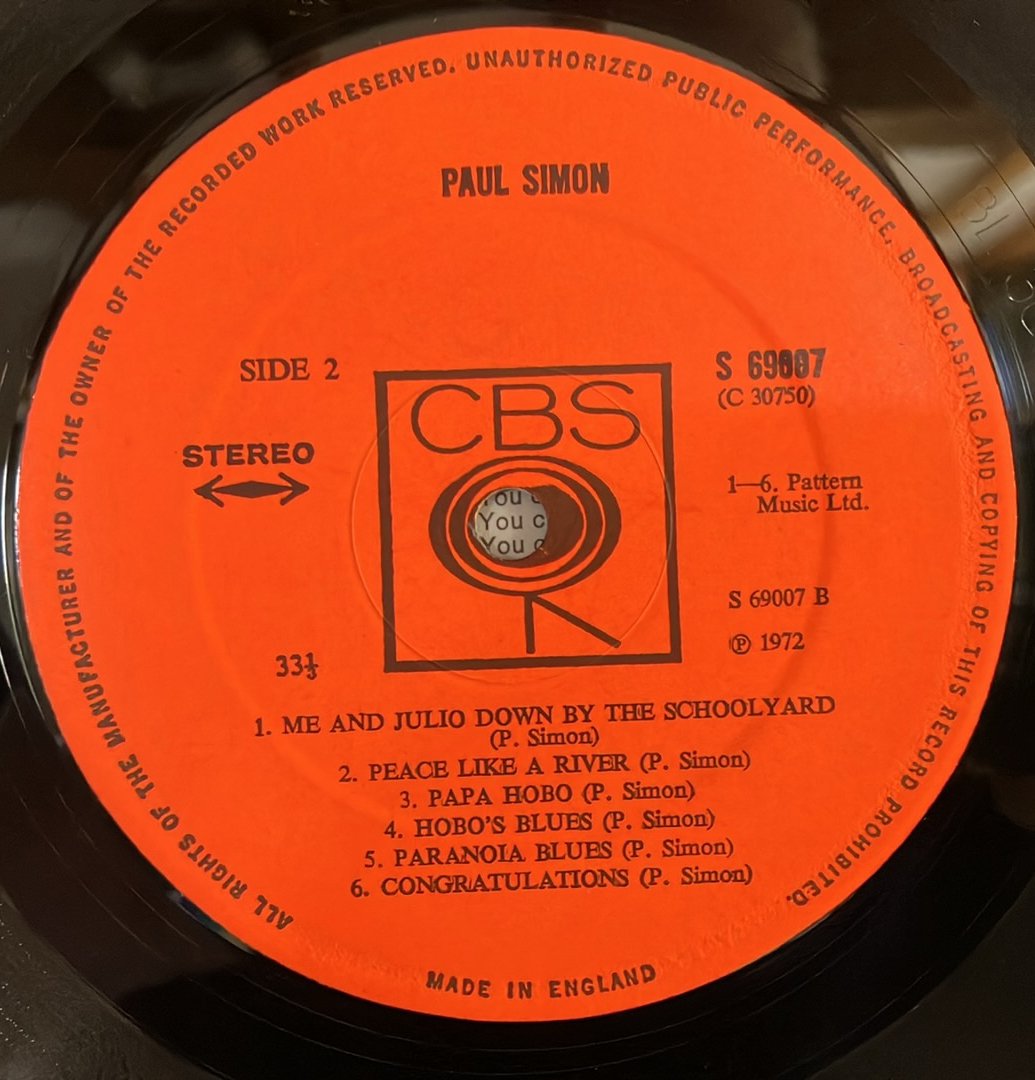 Paul Simon - Paul Simon, LP, 1972, CBS