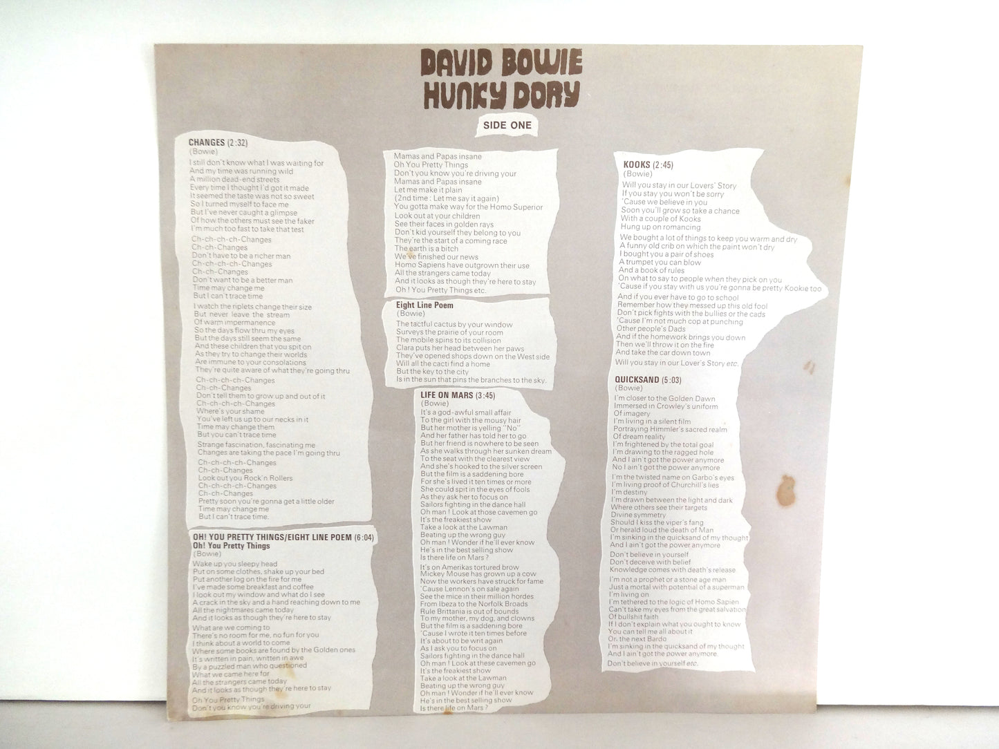 David Bowie - Hunky Dory, LP, UK