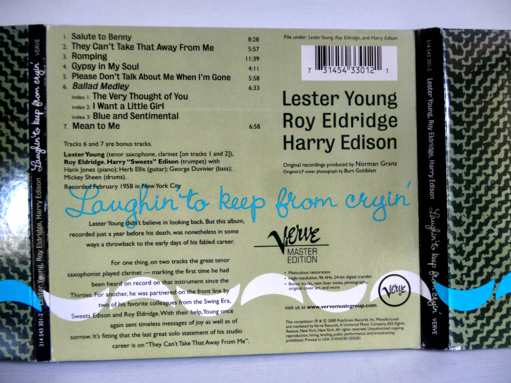 Lester Young, Roy Eldridge, Harry Edison - Laughin To Keep From Cryin, CD, US2000