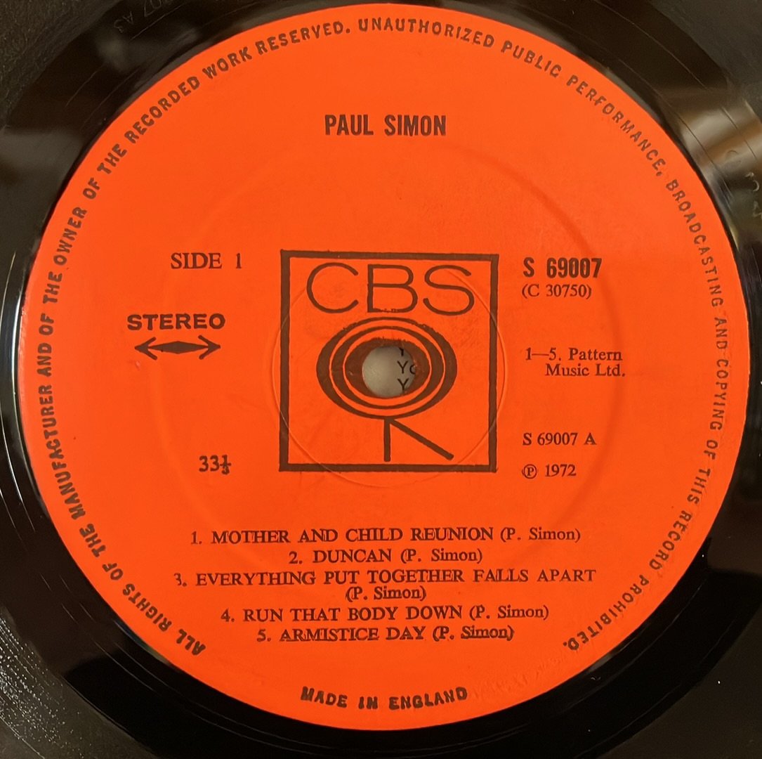 Paul Simon - Paul Simon, LP, 1972, CBS